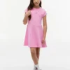 Abito skater con logo bandiera tono su tono per bambina