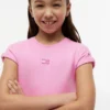 Abito skater con logo bandiera tono su tono per bambina