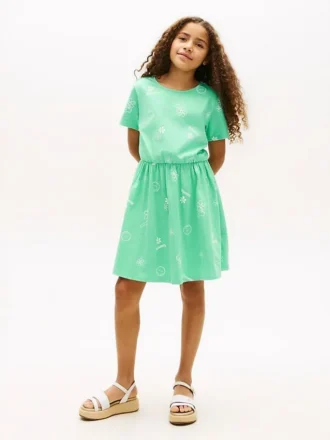 Abito T-shirt con stampa primaverile per bambini