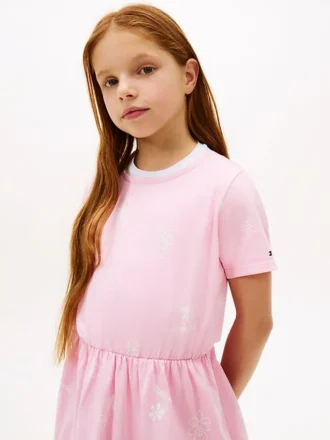 Abito T-shirt con stampa primaverile per bambini