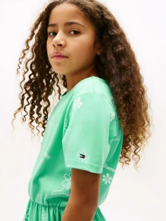 Abito T-shirt con stampa primaverile per bambini