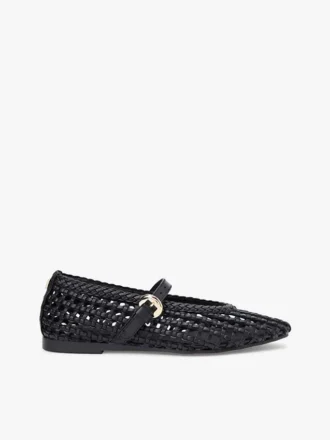 Ballerine Mary Jane in misto pelle intrecciata