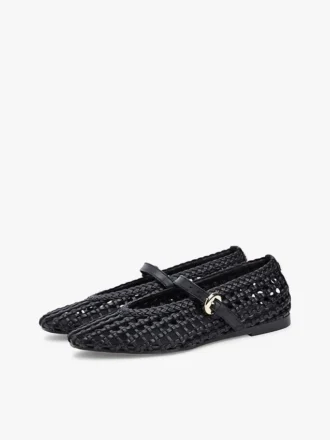 Ballerine Mary Jane in misto pelle intrecciata