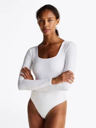 Body a maniche lunghe con scollo quadrato