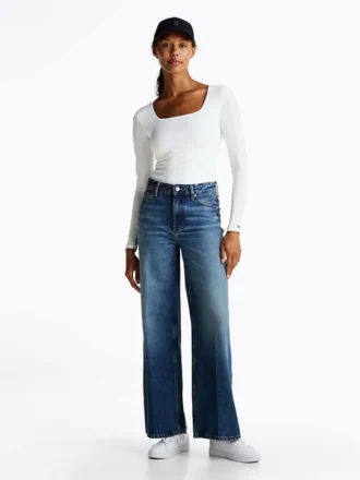 Body a maniche lunghe con scollo quadrato