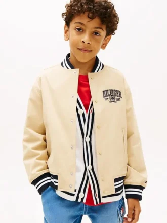Bomber da ragazzo in twill satinato