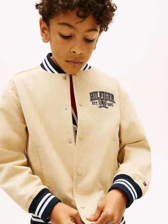 Bomber da ragazzo in twill satinato