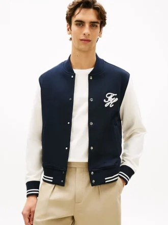 Bomber in spugna pesante con monogramma in script