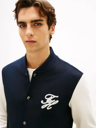 Bomber in spugna pesante con monogramma in script