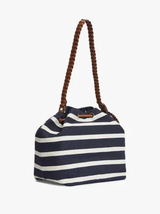 Borsa a secchiello con monogramma in script e righe bretoni