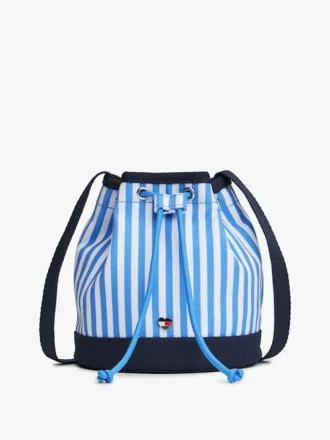 Borsa a secchiello in tela a righe per bambini