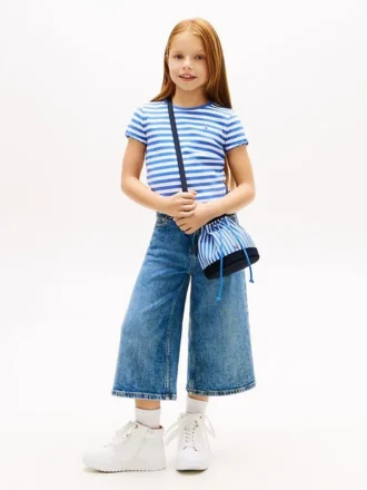 Borsa a secchiello in tela a righe per bambini