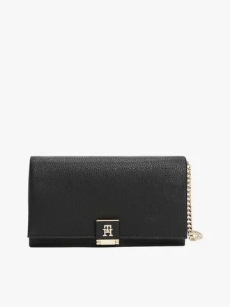 Borsa a tracolla con catena e chiusura monogramma