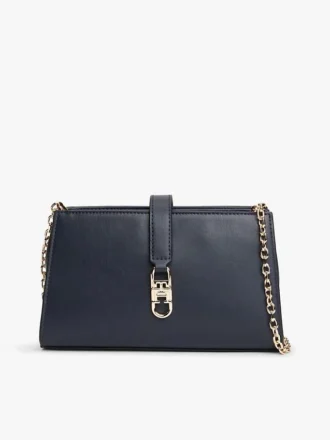 Borsa a tracolla con catena e monogramma lucido