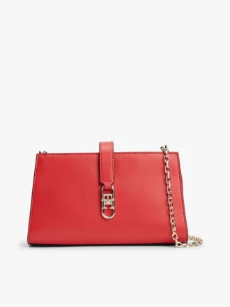 Borsa a tracolla con catena e monogramma lucido