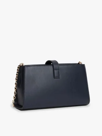 Borsa a tracolla con catena e monogramma lucido