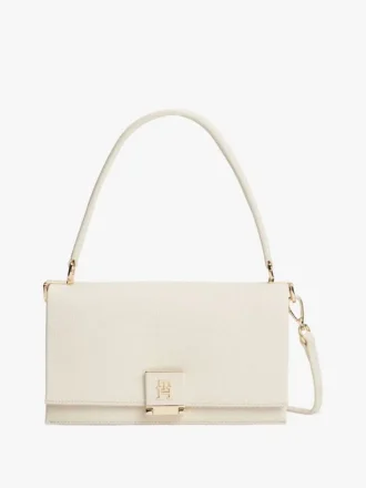 Borsa a tracolla con patta e monogramma