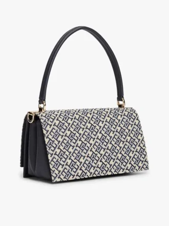Borsa a tracolla in jacquard con chiusura Monogram