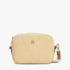Borsa a tracolla in rafia con logo monogramma Borsa a tracolla in rafia con logo monogramma