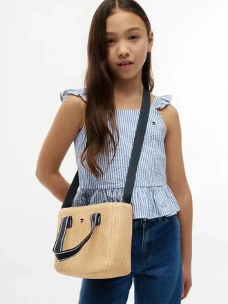 Borsa a tracolla in rafia per bambina