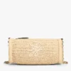 Borsa con tracolla a catena in rafia con monogramma script Borsa con tracolla a catena in rafia con monogramma script