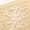 Borsa con tracolla a catena in rafia con monogramma script Borsa con tracolla a catena in rafia con monogramma script