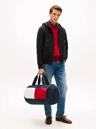 Borsa da viaggio con logo bandiera a blocchi di colore