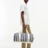 Borsa da viaggio in tela a righe nautiche Borsa da viaggio in tela a righe nautiche