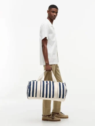 Borsa da viaggio in tela a righe nautiche