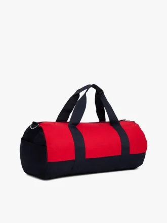 Borsa da viaggio in tela con logo Tommy a blocchi di colore