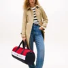 Borsa da viaggio in tela con logo Tommy a blocchi di colore