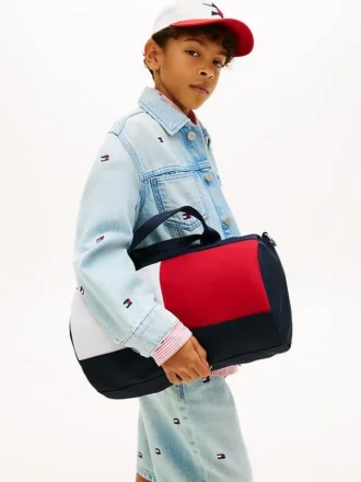 Borsa da viaggio per bambini con logo bandiera a blocchi di colore