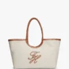 Borsa maxi in lino con monogramma in script Borsa maxi in lino con monogramma in script