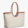 Borsa maxi in lino con monogramma in script Borsa maxi in lino con monogramma in script