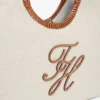 Borsa maxi in lino con monogramma in script Borsa maxi in lino con monogramma in script