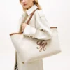 Borsa maxi in lino con monogramma in script Borsa maxi in lino con monogramma in script