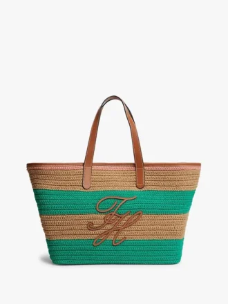 Borsa tote all’uncinetto a righe nautiche