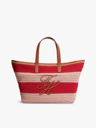 Borsa tote all’uncinetto a righe nautiche