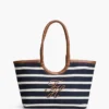 Borsa tote con monogramma in script e righe bretoni Borsa tote con monogramma in script e righe bretoni