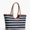 Borsa tote con monogramma in script e righe bretoni Borsa tote con monogramma in script e righe bretoni