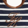 Borsa tote con monogramma in script e righe bretoni Borsa tote con monogramma in script e righe bretoni