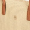 Borsa tote in rafia con logo monogramma