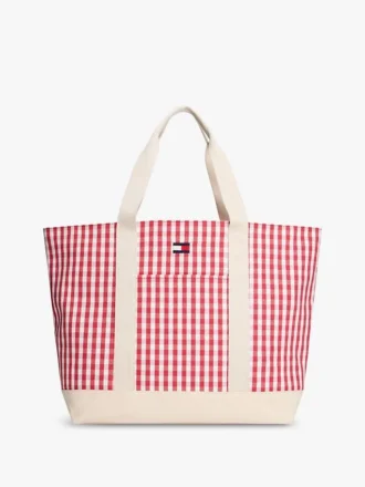 Borsa tote in tela a quadretti