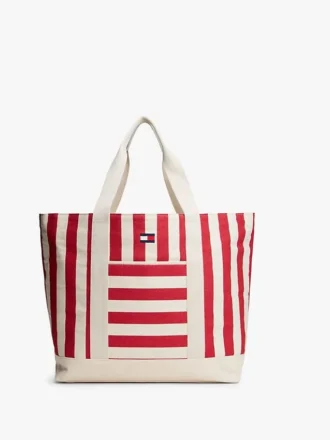 Borsa tote in tela a righe nautiche