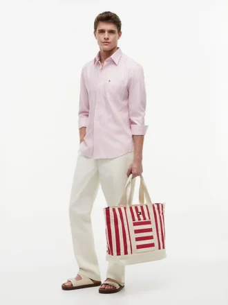 Borsa tote in tela a righe nautiche
