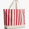 Borsa tote in tela a righe nautiche Borsa tote in tela a righe nautiche