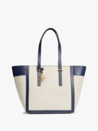 Borsa tote in tela con monogramma script Borsa tote in tela con monogramma script