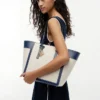 Borsa tote in tela con monogramma script Borsa tote in tela con monogramma script