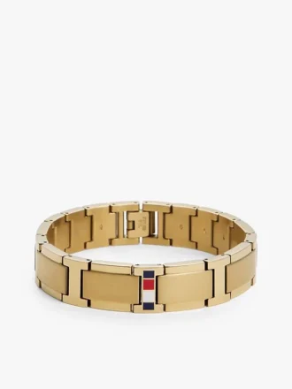 Bracciale a maglie piatte con dettagli a righe Bracciale a maglie piatte con dettagli a righe
