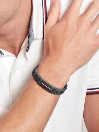 Bracciale in acciaio inossidabile con strisce a bandiera